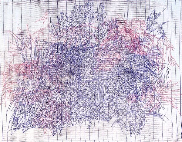 <Forest of Enjoyment>, 종이에 먹지 드로잉, 28.0. x 35.6 cm, 2016