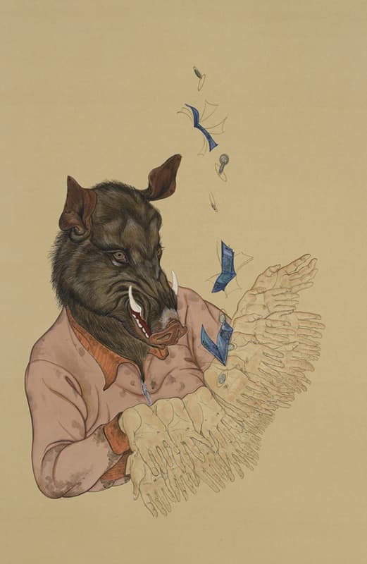 김태연_12支生圖-亥 _133×86.5cm_비단채색_2013