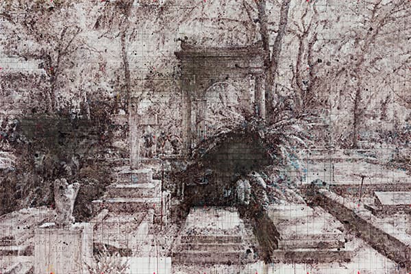 현종광, Journey Acrylic, ink, gel mediums, sand and dust at Bonaventure Cemetery on canvas 183x122cm 2018