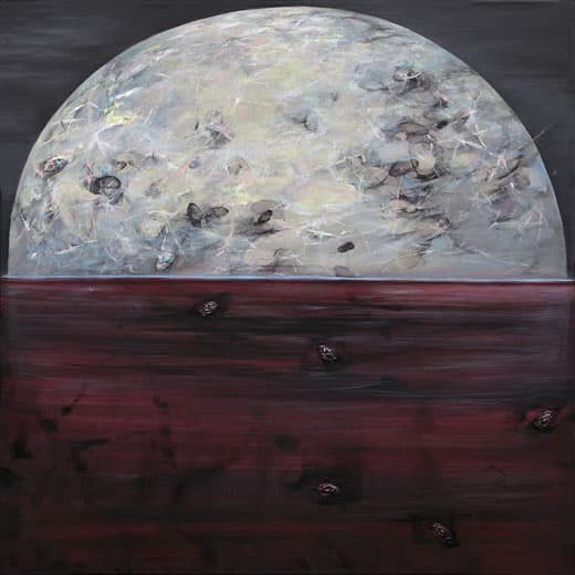 최혜인, 달과 곡식 The moon & grains , 캔버스에 과슈, 아크릴 Gouache acrylic on canvas , 70x70cm , 2017