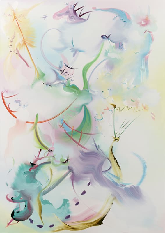 Fiona Rae, 백설공주는 자신의 세계에서 달을 꺼내올린다, 2017, 캔버스에 유채, 183x129.5cm