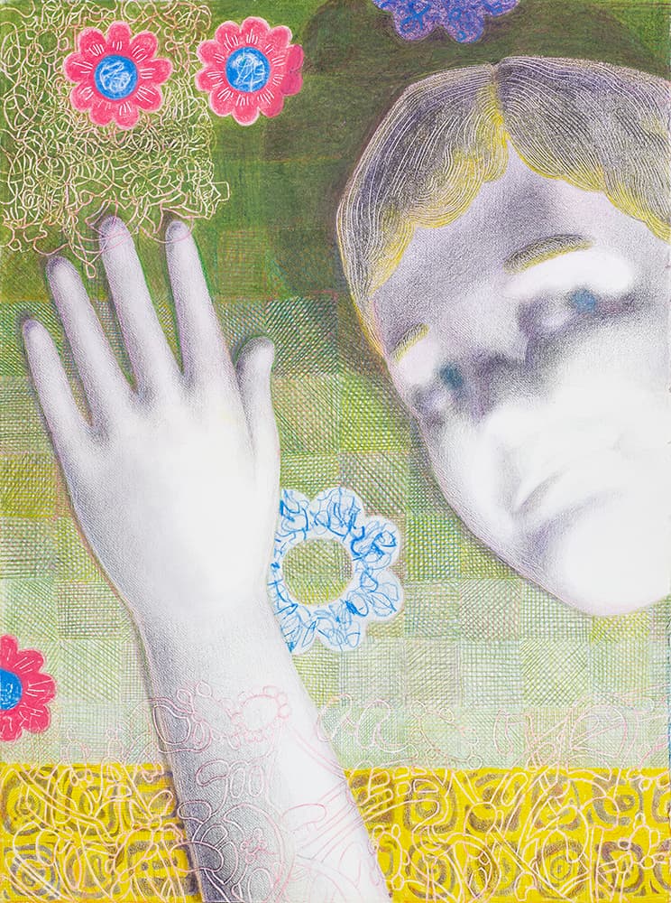 Lucas Kaiser, Flowers, 2022, pencil and watercolor on paper, 43 x 32 cm
