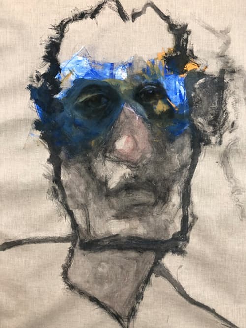 이규석, 인간중독3, 천에 수묵채색과 목탄, 164x204cm, 2018