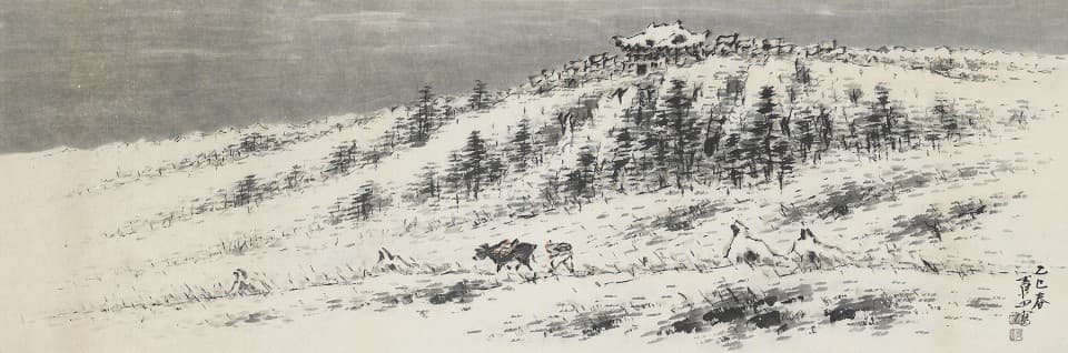 이상범, 설경, 종이에 먹, 29×82cm, 20세기 초