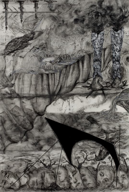 림배지희_날아가는 새는 울지 않는다_한지에 혼합재료_193.9x130.0cm_2017
