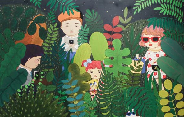 윤서희, 버무린 가족, 130x162cm, acrylic on canvas, 2016