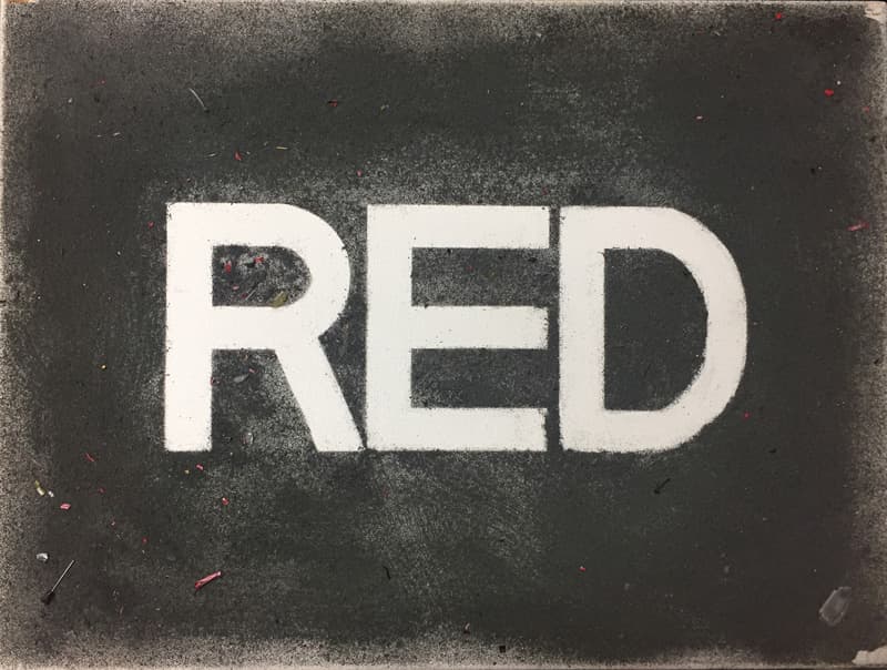 신기운, 'The world is gray_Red' 50x35cm 캔버스에 분쇄된 미니자동차 가루, 2017