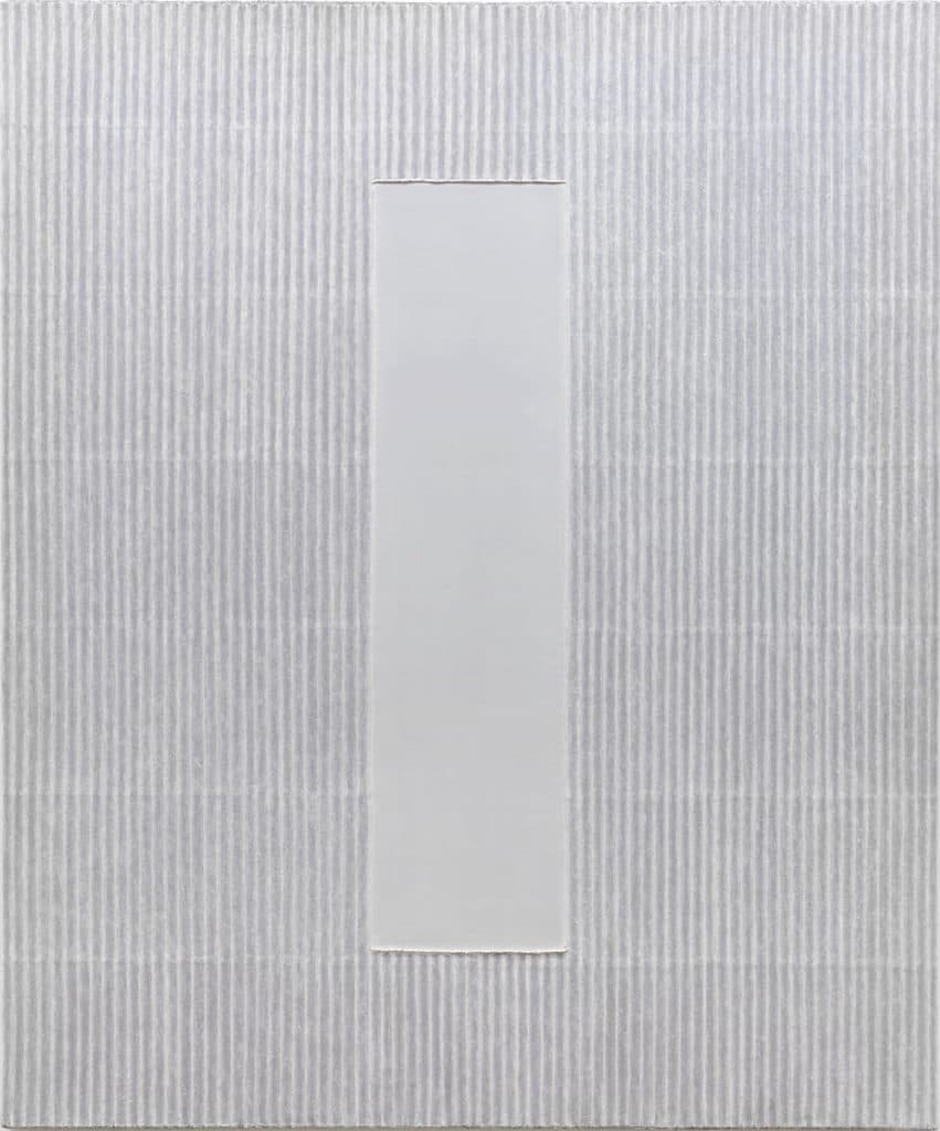 박서보, Ecriture No.021030, 2002, Acrylic with Korean Hanji paper on canvas, 195x162cm