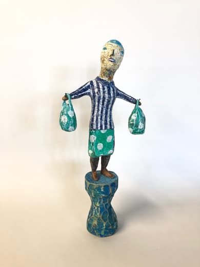 쇼핑하는 자매 カイモンシスター 5 Kaimon sister 5 , Wood Acrylic Clay Others , 40×18×8 cm , 2019
