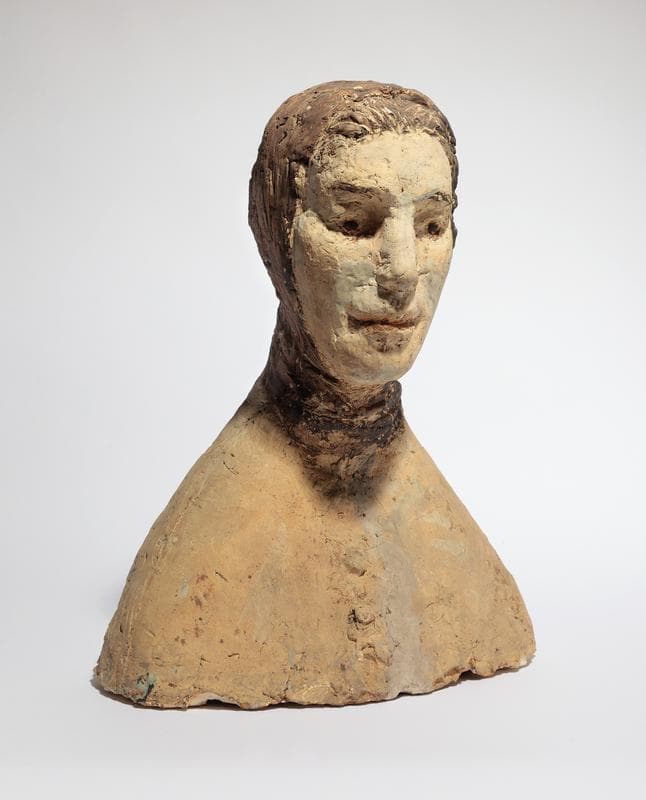 Kwon Jin Kyu. Woman with a scarf, circa 1969. Terracotta, 45.0(h) x 36.0 x 26.0 cm. Courtesy of Kwon Jin Kyu Commemoration Foundation & PKM Gallery.