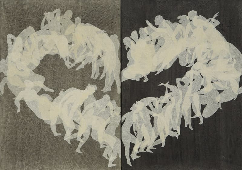 우명애, Half-closed interval, 90.9×130.2cm, Muk, Korean paper on Canvas, 2019