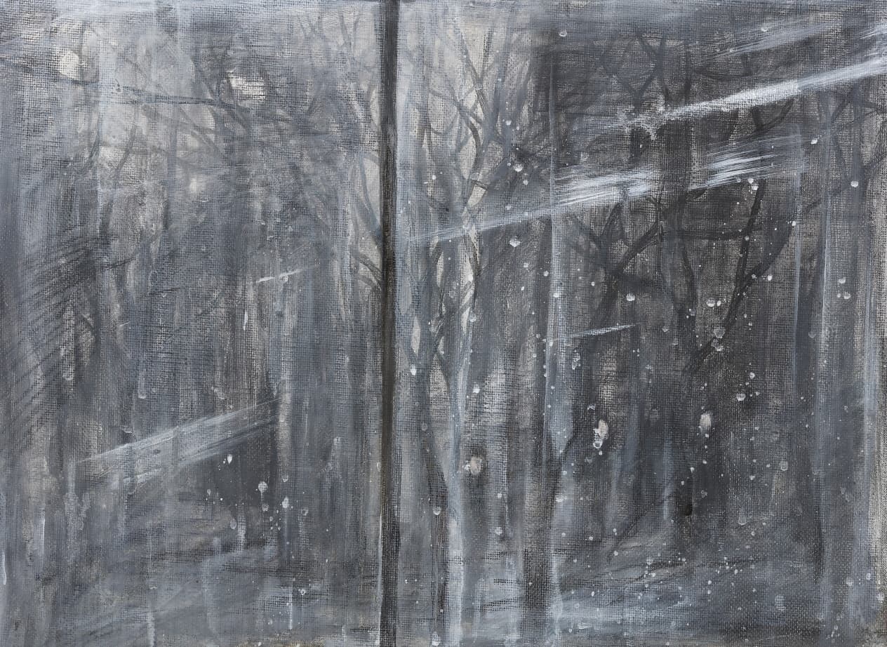 정은별 손가락으로 문지른 풍경 25X36cm 캔버스 천에 아크릴 연필 2019