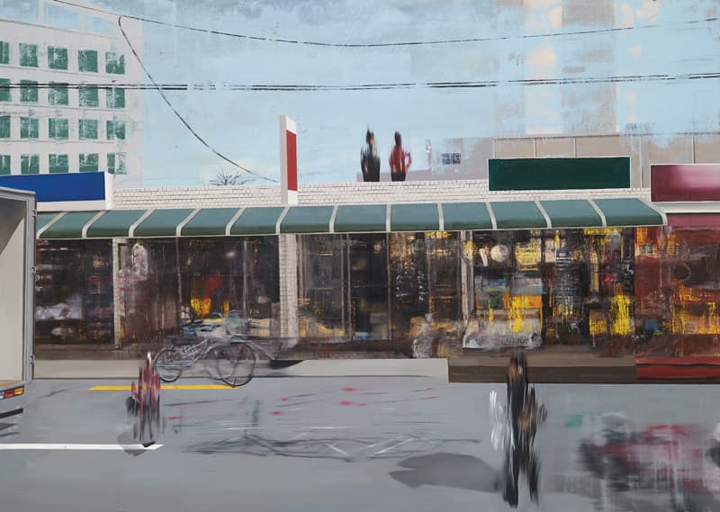 방수연, Between 12:42pm and a street, oil on panel, 65.1 x 90cm, 2016