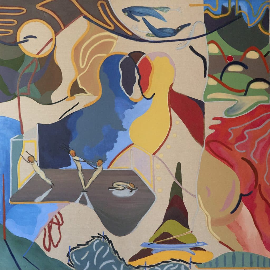 김재현, Joyful Moments, 캔버스에 혼합매체, 133×133cm, 2018