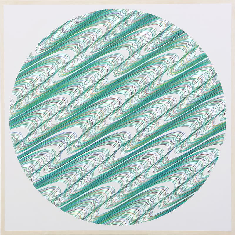 지근욱, 2021, Curving Paths - 048, Colored Pencil on Canvas, 53x53cm
