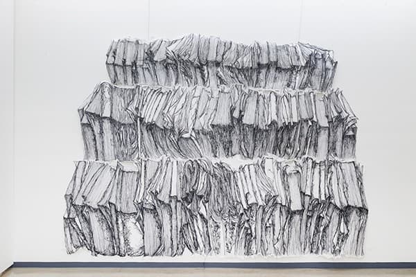이주연, Accumulate, machine stitch on paper, 230x340cm, 2017