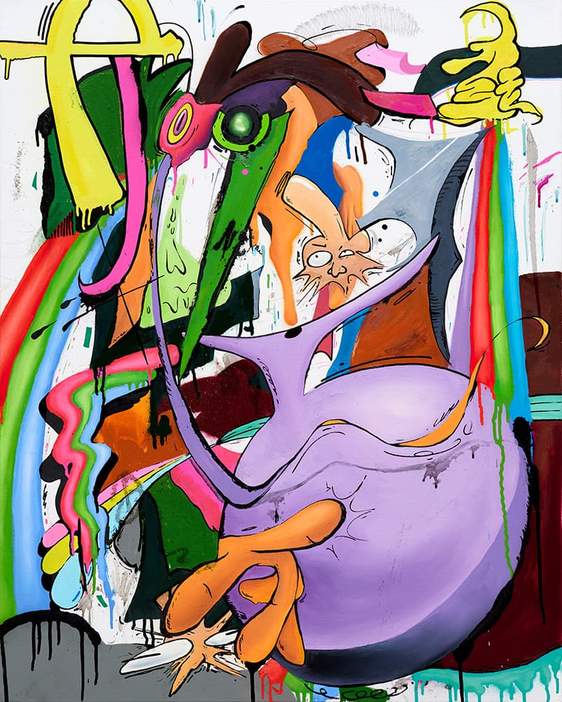 <L&T> spray paint and oil on canvas, 90.9 x 72.7cm, 2021