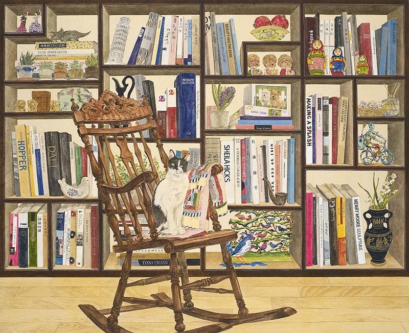 이정은, LEE Jungeun, 책가도에 담긴 이야기, 130x162cm, 장지에 채색, Coloring on Korean Paper (Jangji), 2017