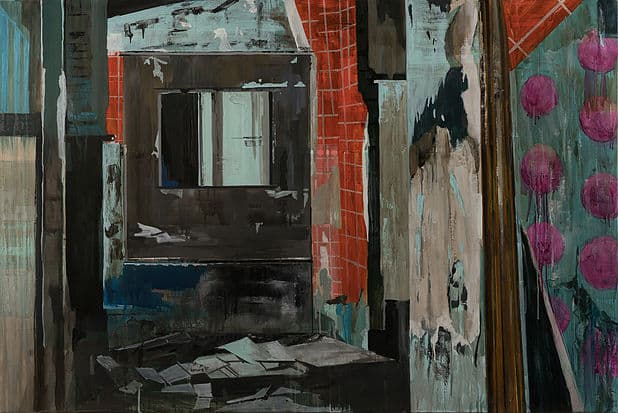 구샛별, 포개진 벽, 97×145cm, oil on canvas, 2018