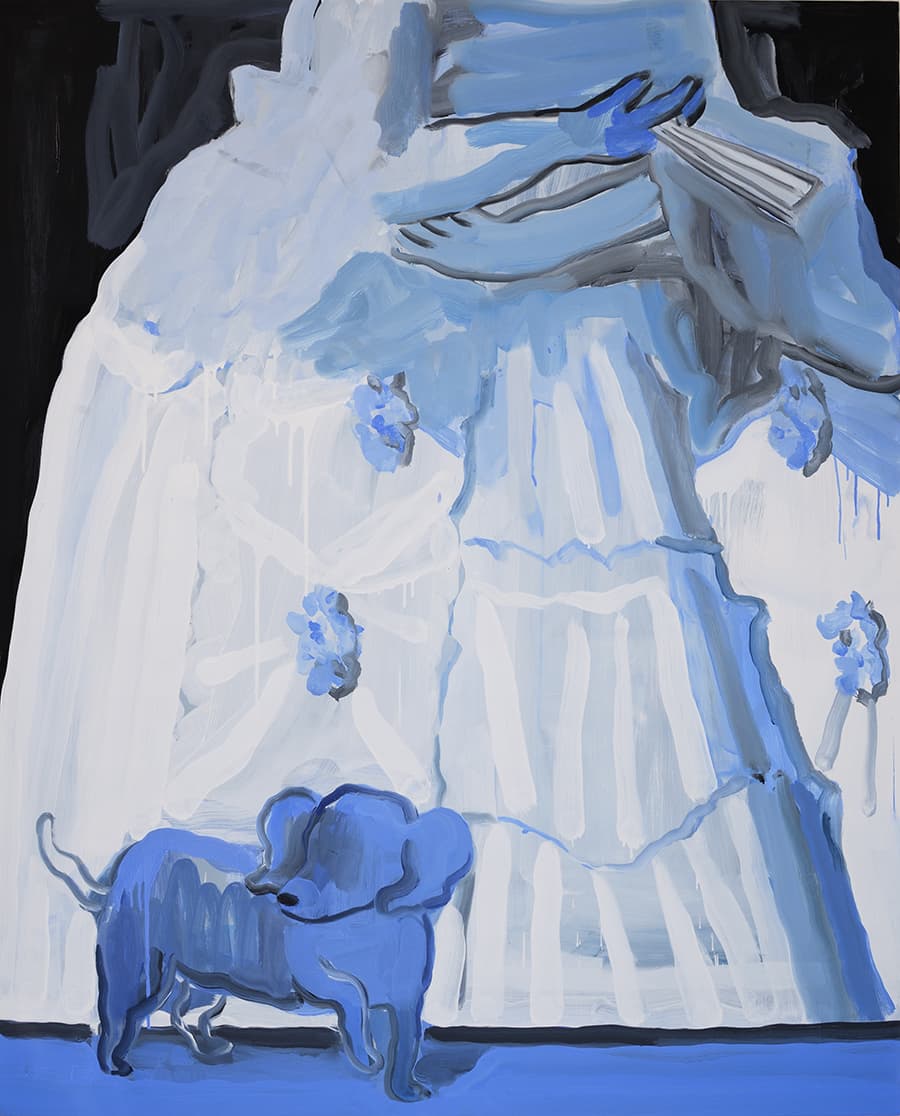 박형지_샬롯 왕비와 강아지 Queen Charlotte and Her Puppy_162.2x130.3cm_Oil on canvas_2020