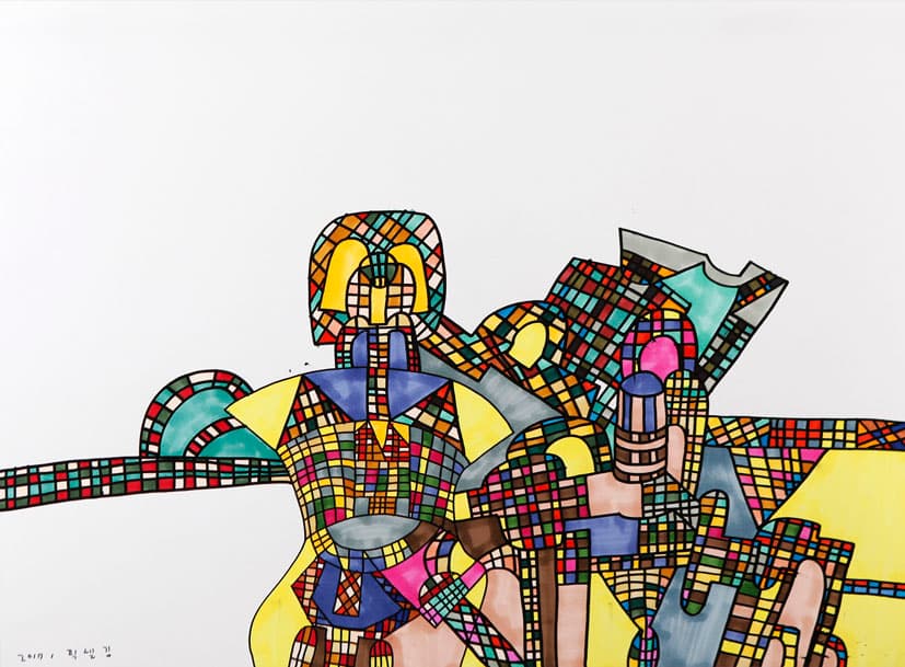 김현우, 햇반컵반시리즈﻿1, ﻿종이에 마카﻿, 47x64, 2017