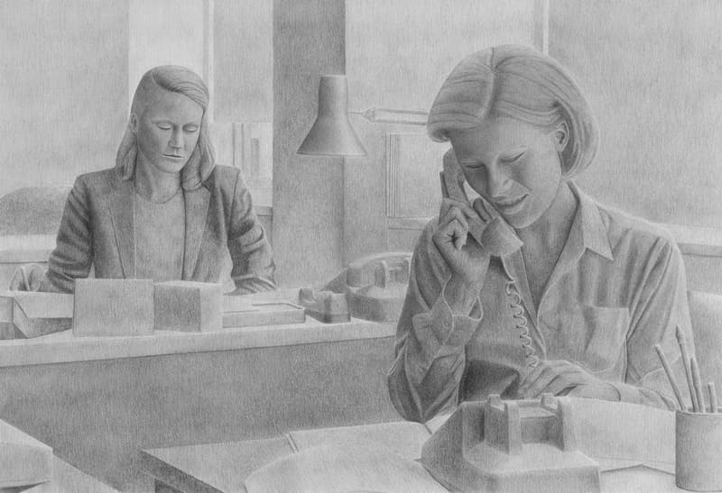 김덕훈, office hours, 74.8x105.1cm, 종이에 흑연, 2019