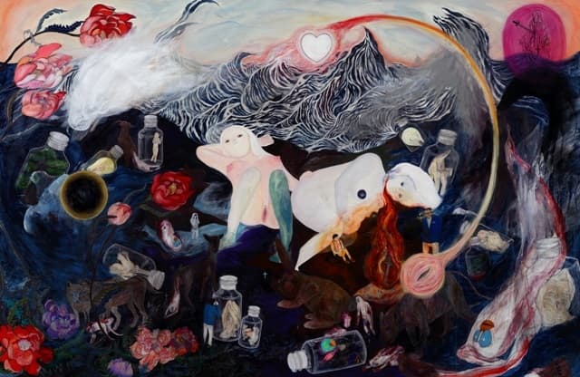 oh my love, love, love, fucking my love, love, love _172 X 112.5cm_종이에 색연필 아크릴 및 혼합재료_2015