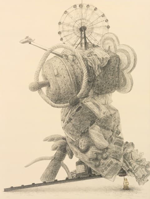 임현채, <시간2> 193.9x130.3cm, 종이 위에 연필, 과슈, 2019