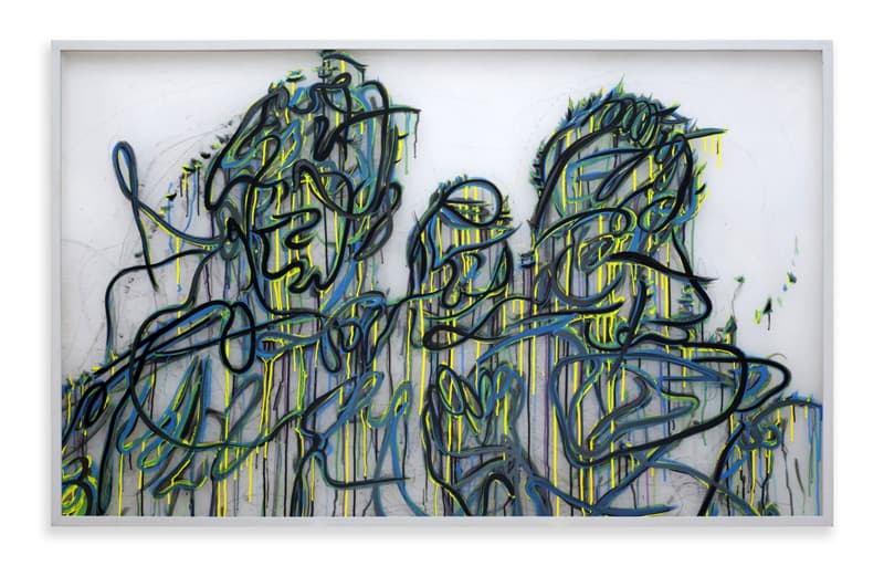 임희성_Family Landscape-파랑,노랑,검정풍경_아크릴보드, 샌딩, 아크릴 물감_90x150cm