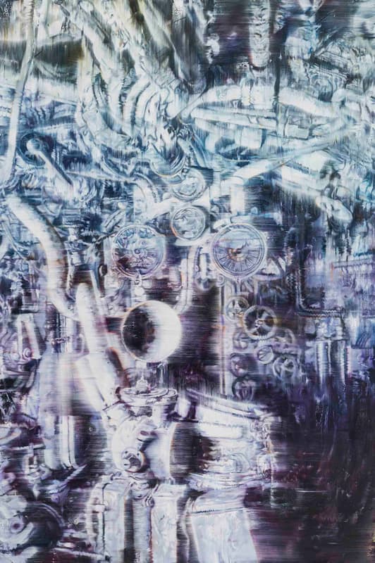 Yoon Suk One, Wet Coffin- Gyrocompass, 2017, oil on canvas, 193.9x130.3cm