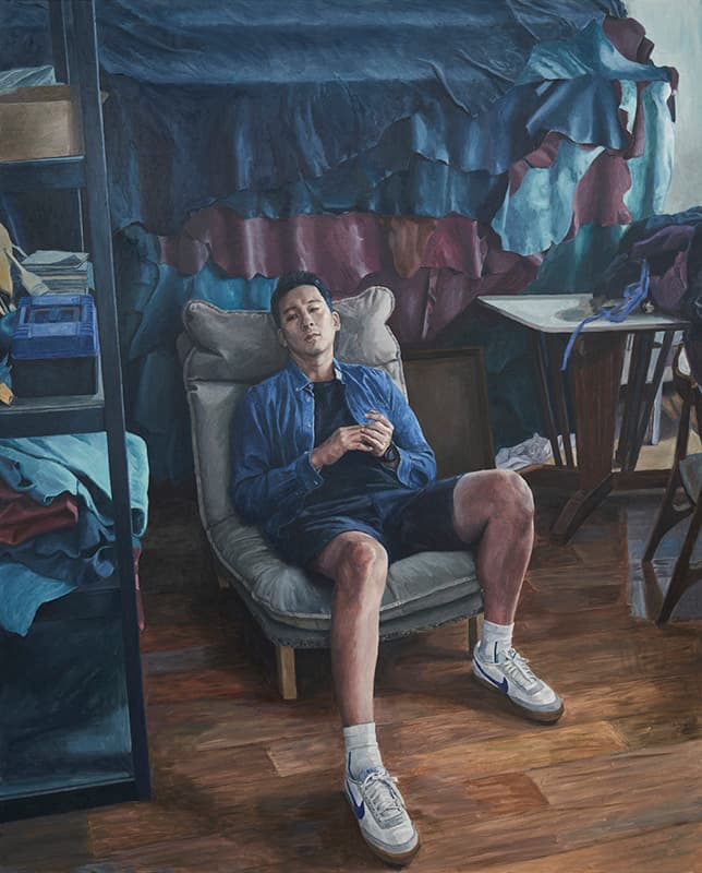 서동욱, 〈가죽창고의 WW〉, 2020. 캔버스에 유채, 162.2 x 130.3 cm. 이미지 출처: 원앤제이 갤러리