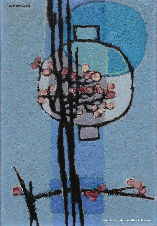 김환기, 매화와 항아리_1957 Oil on canvas_55x37cm