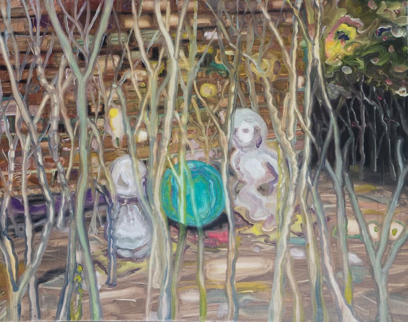 김민조 <담 넘어 굴러간 공> 캔버스에 유화, 37.9x45.5cm, 2018