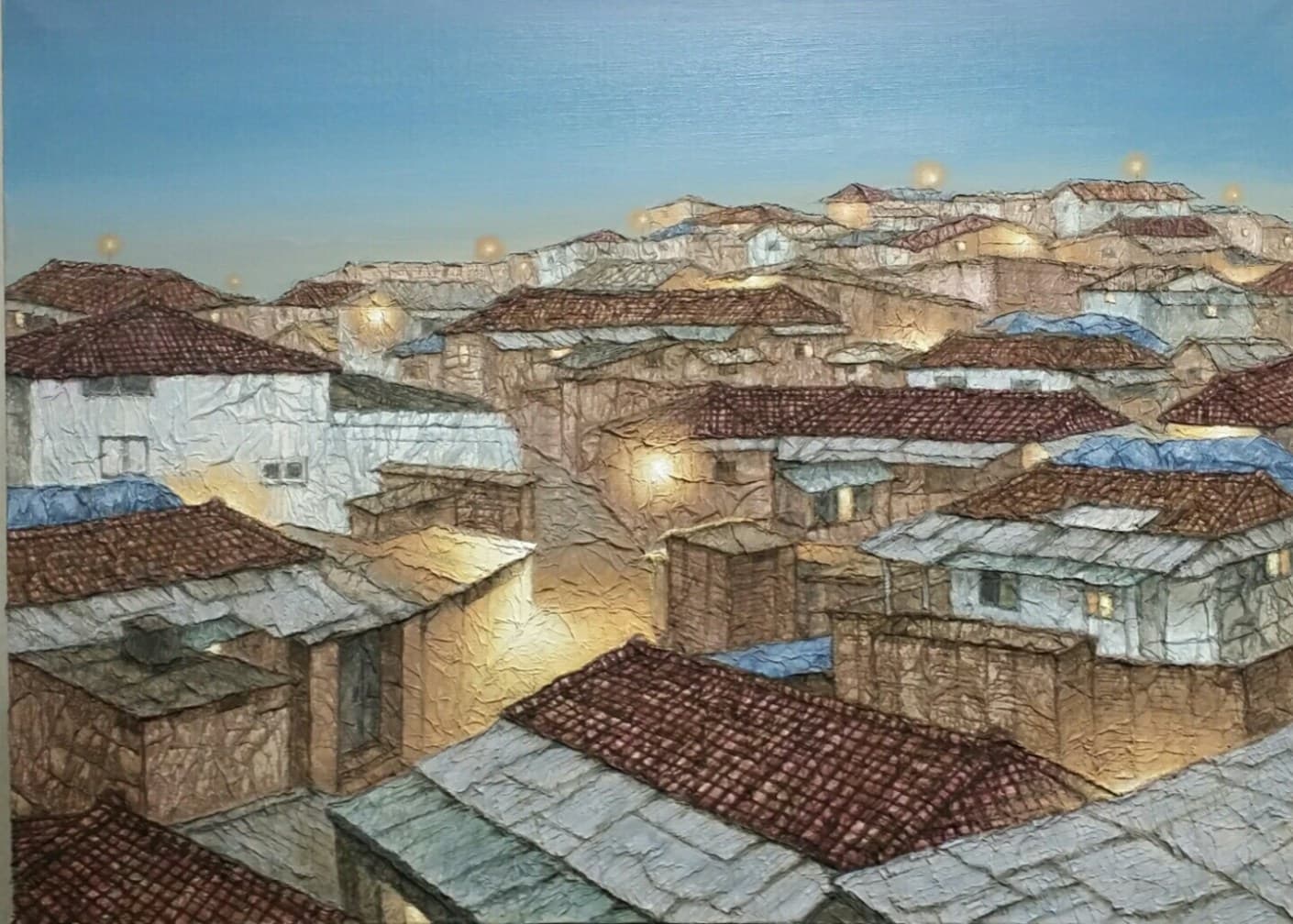 정영주, 새벽길1212 . 캔버스위에 종이꼴라쥬.아크릴릭. 73x53cm,2016