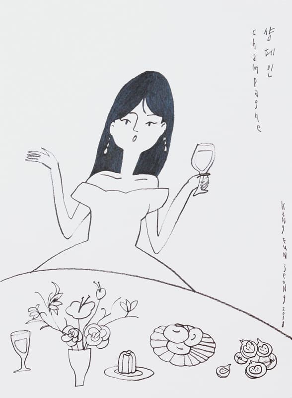 강은정, 샴페인_종이에 연필_195x270mm_2018
