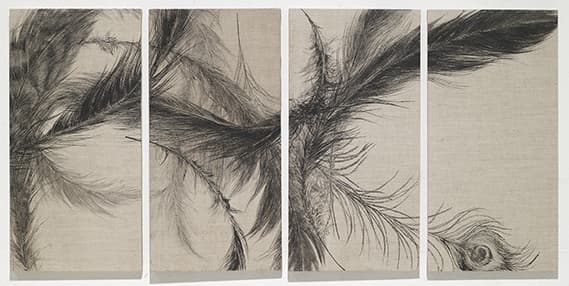 이카루스의 꿈 20165 린넨에 먹 각 70x35cm 2016