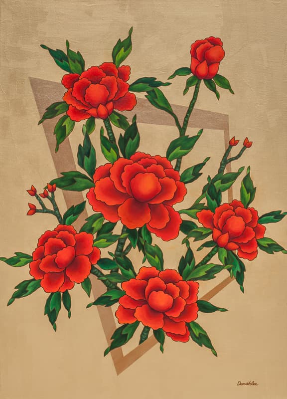 榮華-Time and Space, 72.7 x 90.9cm, oil painting, stone powder, acrylic on canvas, 2017