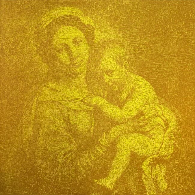 김동유, Crack_Madonna and Child, 2016, Oil on canvas, 180x180(cm)
