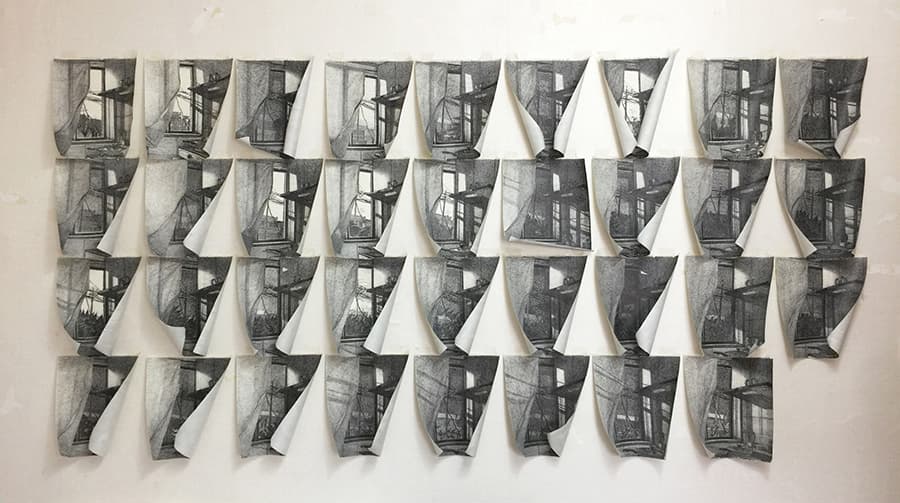 서른다섯 날 그날의 기억_종이에 펜_ 94.8×180.8cm 35점(장당 23.7×21.2cm)_2018