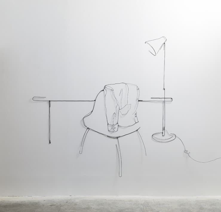 김수현, 실내풍경04, 185x160x2cm, wire drawing, 2017
