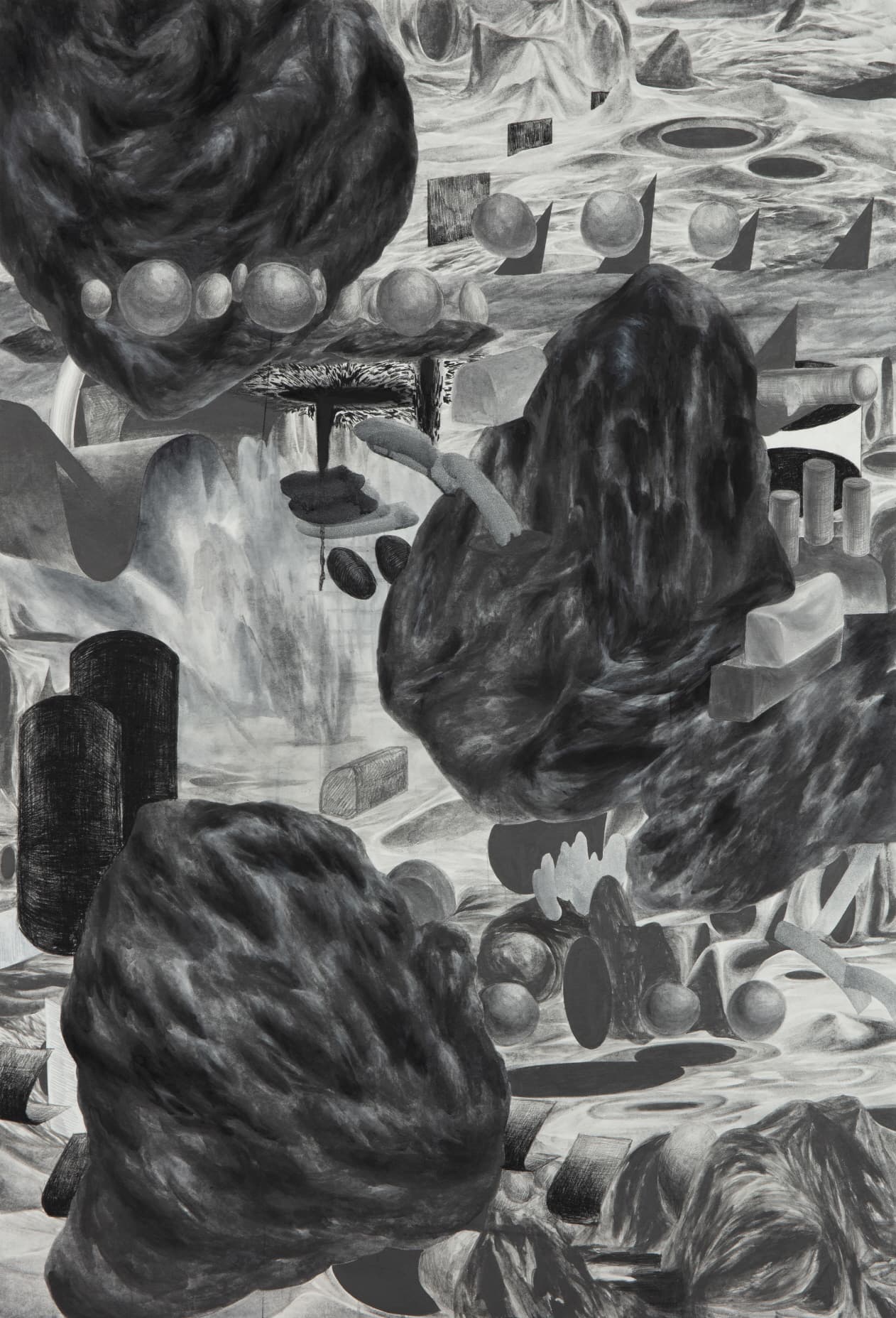 유진영_고여있는 광경_장지에 혼합재료_193.9 x 130.3 (cm)_2018