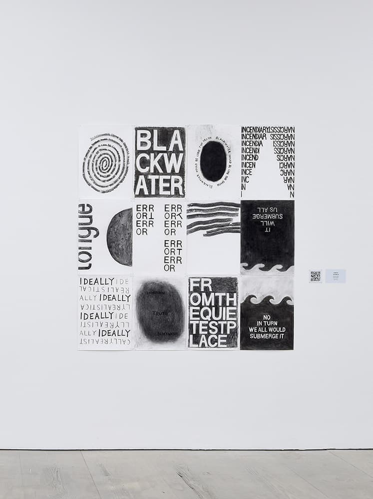 <Blackwater>, 목탄, 머메이드지, 54.5x39.4cm (12each), 2020 / Installation View at Sattchi Gallery, London