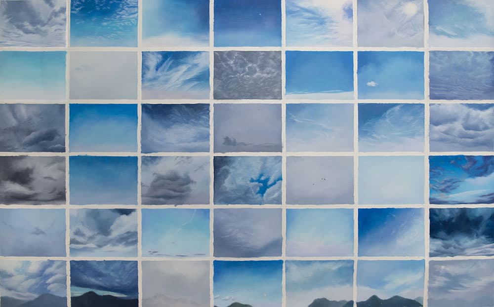 신용재, 세상기억-김해, 126.0x207.9cm, 유화지에 오일, 영상 설치, 2015