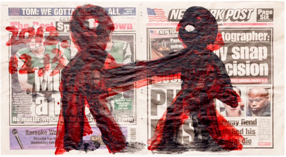 화해 Reconciliation, 30.5 X 55.8cm, 신문지 위 아크릴릭, Acrylic on Newspaper, 2012