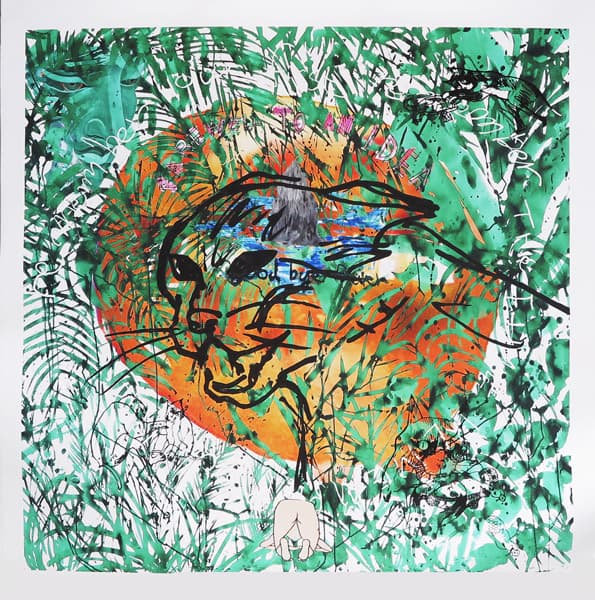 이화진, Stray cat Cprint on drawing 100x100cm 2017