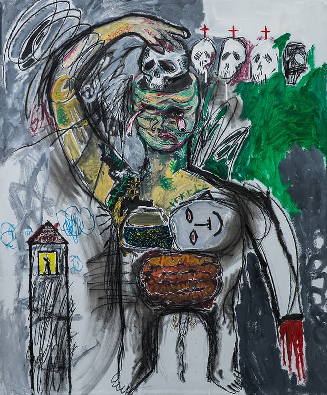 최승욱, 무제_캔버스에 목탄, 유화, 오일파스텔_165x135cm_2018