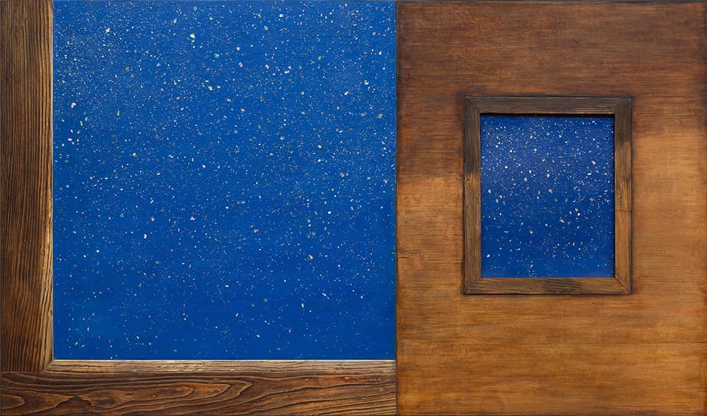 김덕용, 조우-달빛과 별빛, 2020, 나무에 자개, 혼합기법, 100 × 170cm