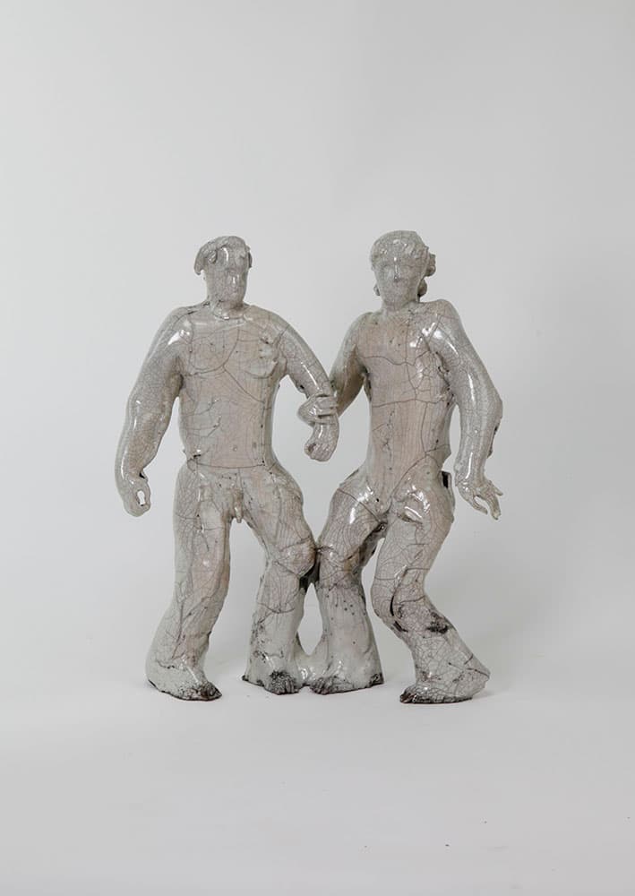 유진식 Jinsik Yoo, The Lovers 4, 2025, Glazed earthenware, raku firing, 38(H) x 30 x 12cm