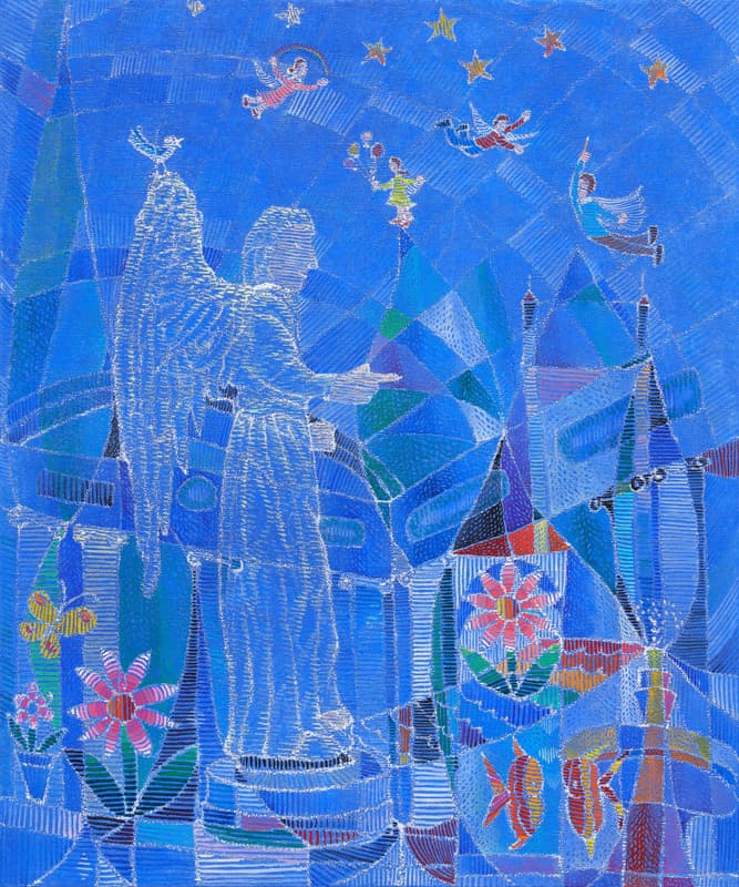 김덕기, 프릭 컬렉션 - 천사와 가족, The Frick Collection - Angel and Family 2017, Mixed Media on Canvas, 72.7X60.6cm