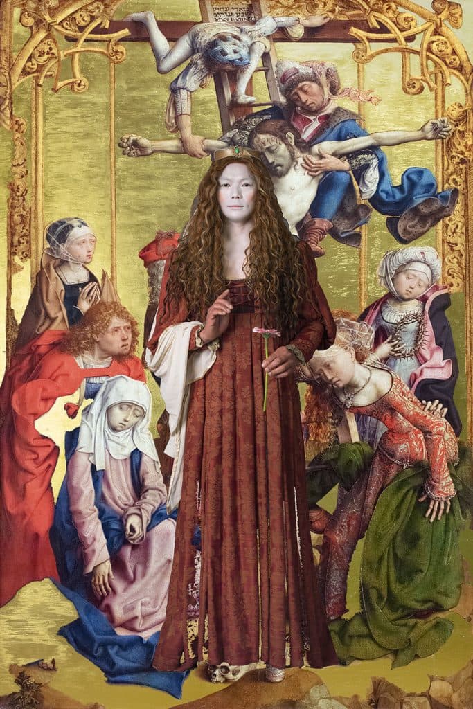 배찬효, Jumping-into-_The-Deposition,-Master-of-the-Saint-Barholomew, Gold-Leaves-on-C-Print, 180x230cm, 2018